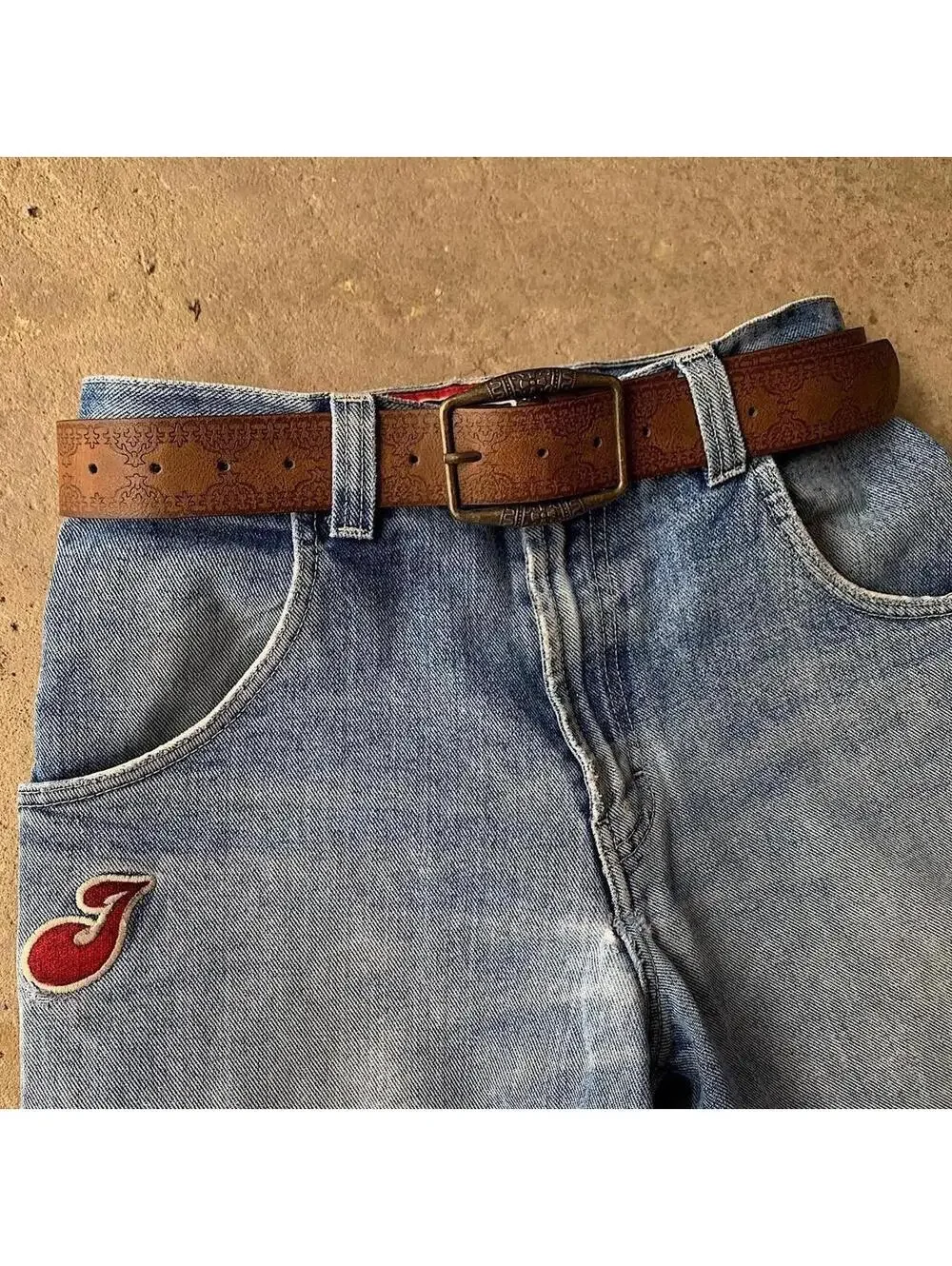 Vintage Western Brown Blue Belt 40 Inch